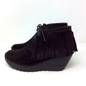 FLY LONDON Yank Suede Fringe Ankle Boots